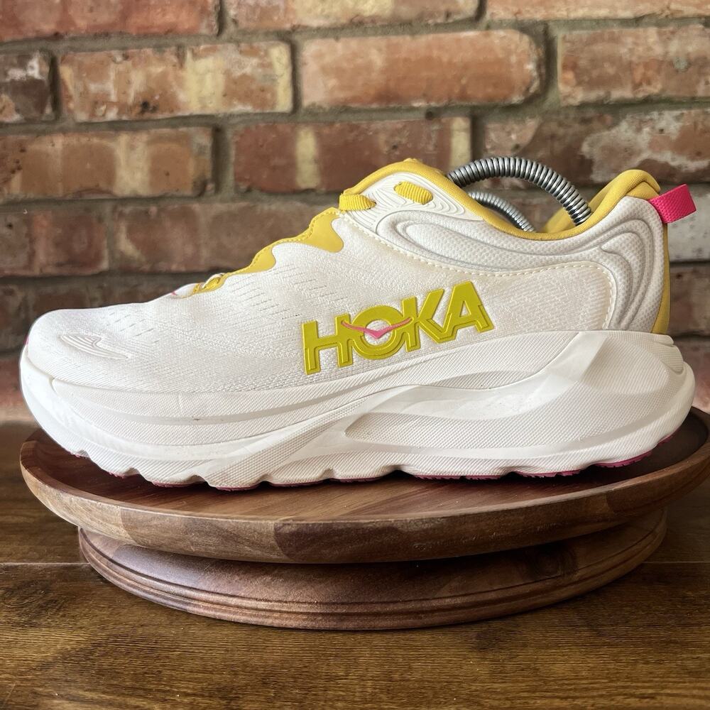 Hoka One One Gaviota 6 Womens 11 Cream Yellow Max Cushion Running Shoes Sneakers